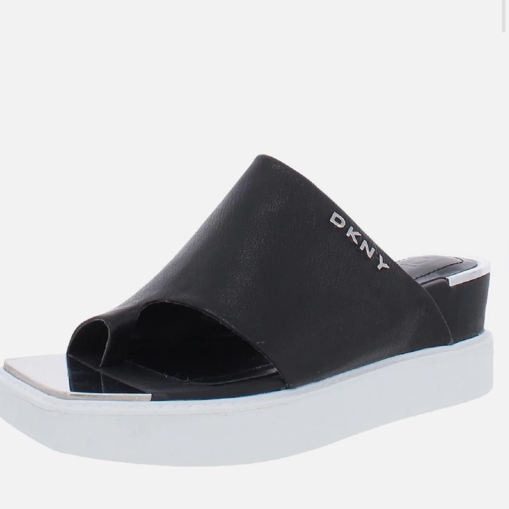 DKNY Tarah Womens Leather Slip On Platform Sandals sz 8 NEW